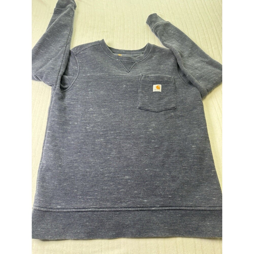 Carhartt Youth Crewneck Sweatshirt Size S 4/6 Gray Pocket Relaxed Fit